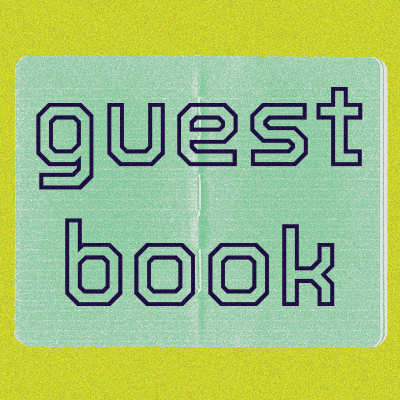 a figure with the text guestbook overlayed