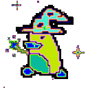 a gif of a penguin wizard